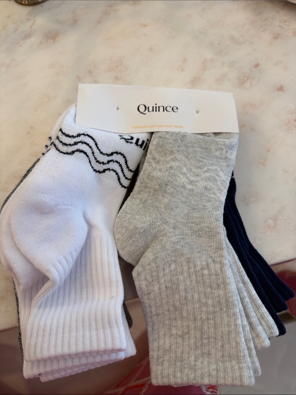 New Quince toddler  6-Pack Cotton Blend Socks - White, Gray, Navy